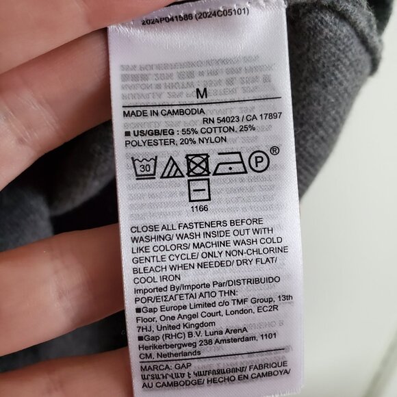 GAP CashSoft Sweater Vest Button Front V-Neck Textured Knit Grey Women's Medium - Picture 8 of 10